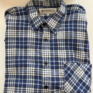 Men's Wilderness Blue Plaid Button Down Flannel Shirt